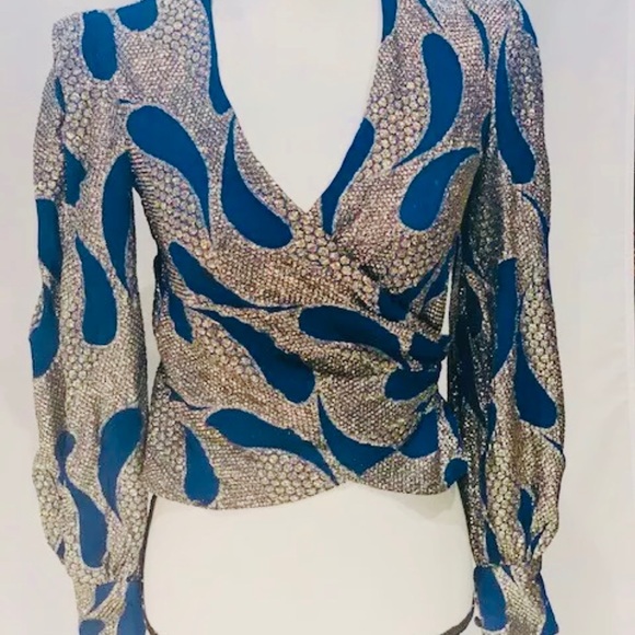 1980’s REMINI Silver and Blue Studio 54 Disco Wrap - Picture 2 of 6